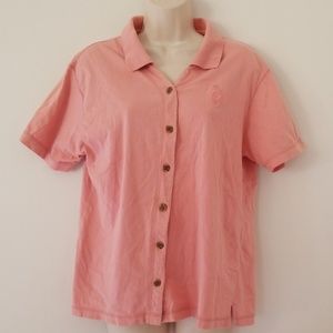 C. WEBBCO. Peach Button Down Collared Short Sleeve
